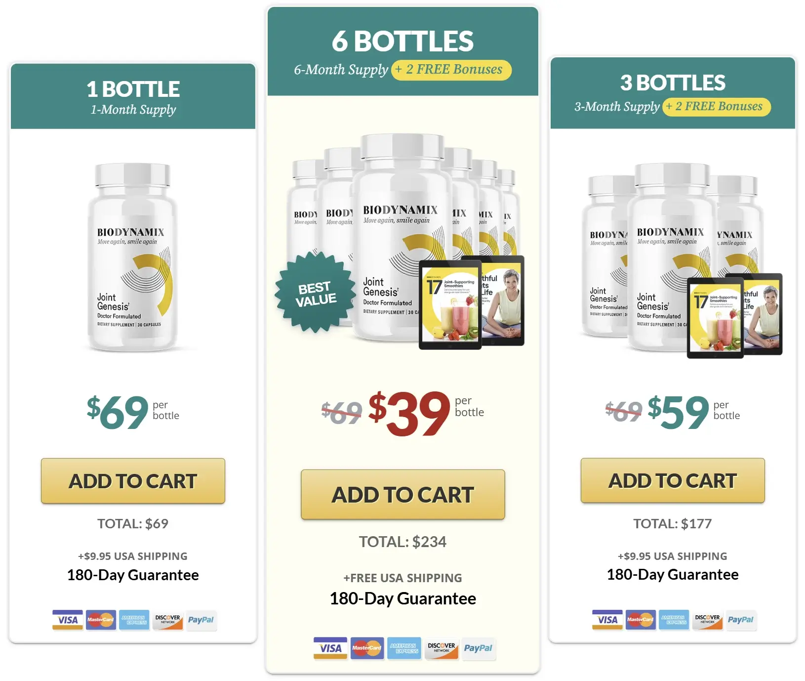 Physio Flex Pro pricing 2026 – buy one bottle for $59 with shipping or subscribe monthly at $39 with free delivery, best value joint supplement deal